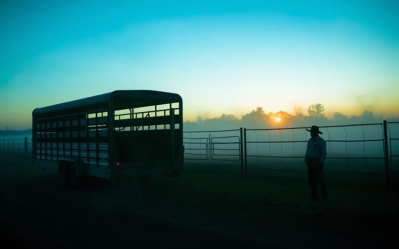 A Texas ranch at dusk